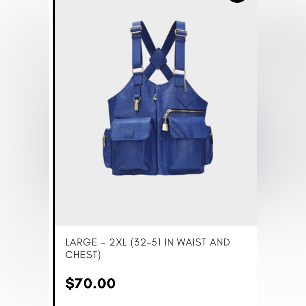 TACTICAL LEATHER VEST IN ROYAL BLUE - Picture 12 of 12